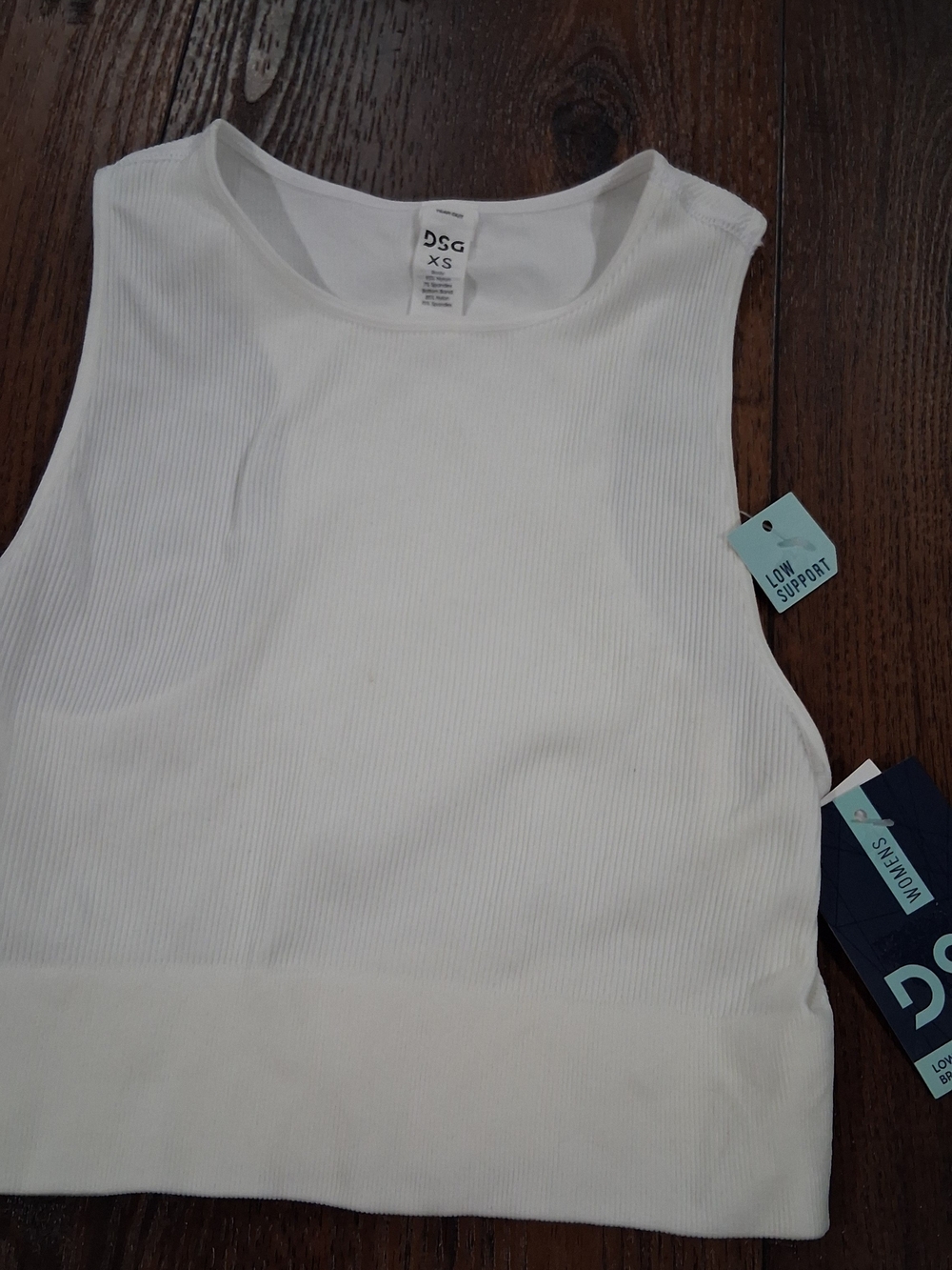 DSG White Ribbed Crop Tank Top